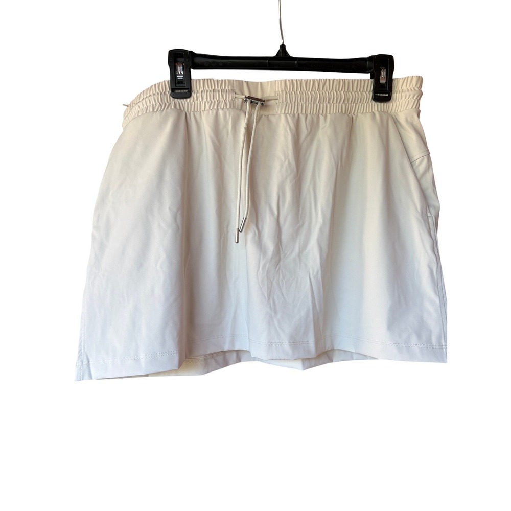 Womens Travel Skort Mid-Rise Classic Fit with Liner and Pockets Beige Large